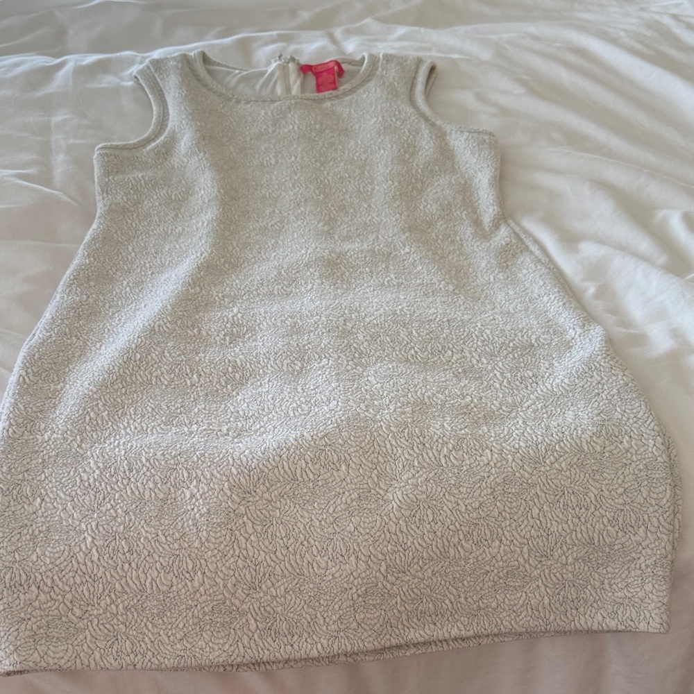 Catherine Malandrino white with silver Gray Sleeveless dress. Size PL